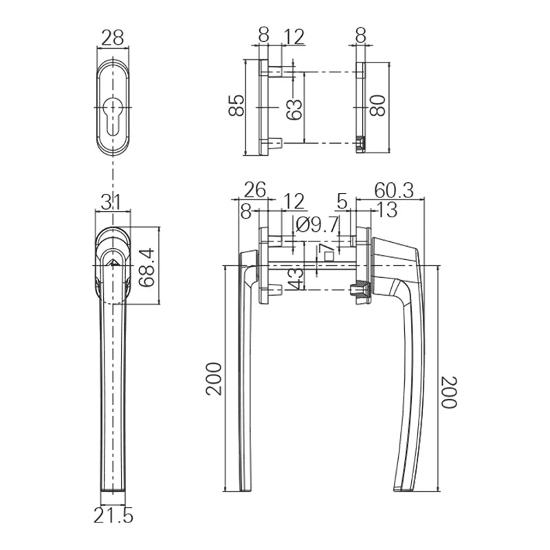 Garniture ROTO LINE 200 Patio Alversa saillie réduite