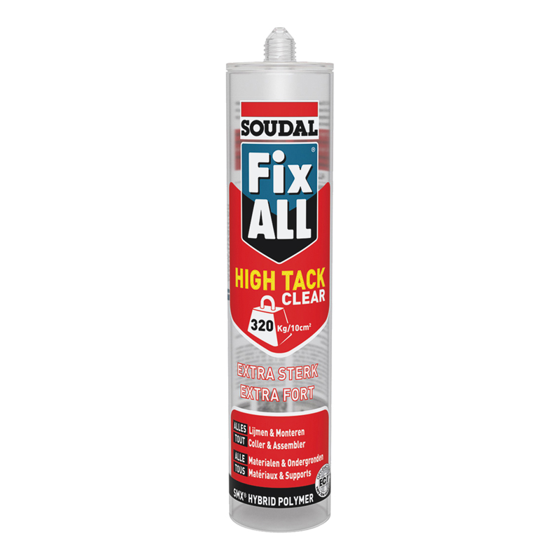 Mastic-colle MS polymères FIX ALL HIGH TACK CLEAR - SOUDAL