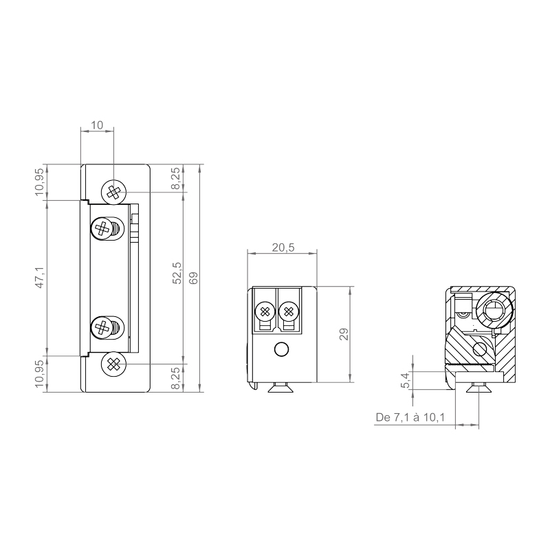 Gâche électrique à encastrer standard SERIE 3