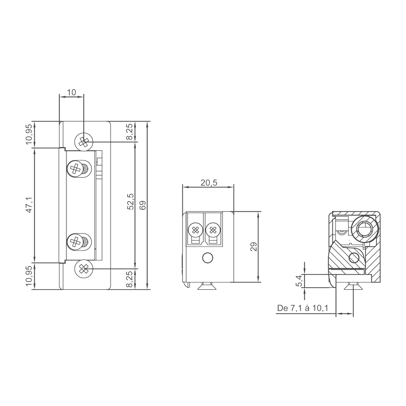 Gâche électrique à encastrer standard SERIE 3