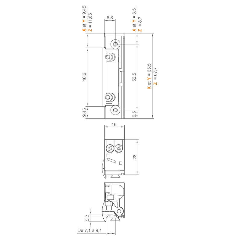 Gâche électrique à encastrer étroite SERIE 5