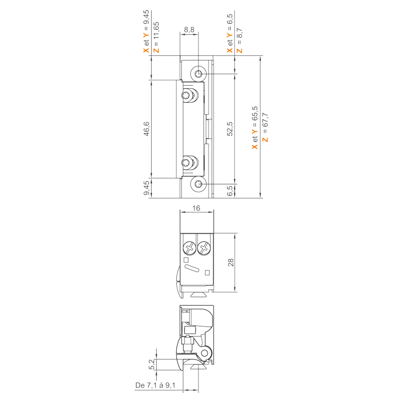 Gâche électrique à encastrer étroite SERIE 5
