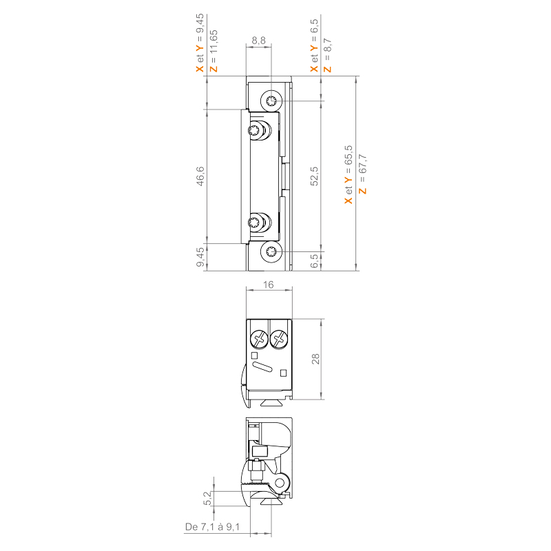 Gâche électrique à encastrer étroite SERIE 5