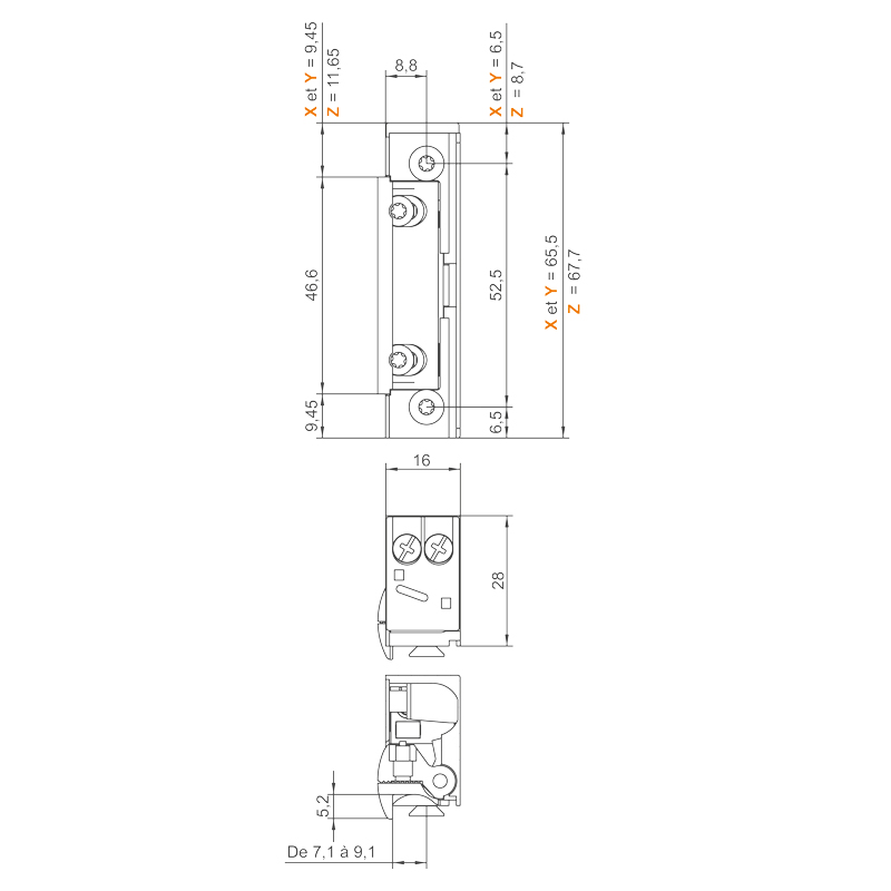 Gâche électrique à encastrer étroite SERIE 5 IP67