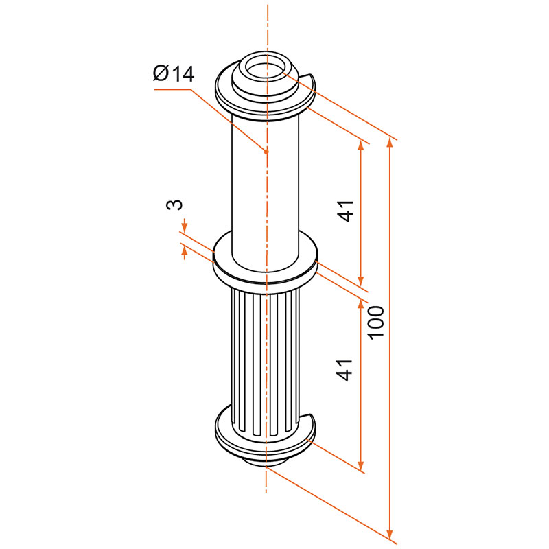 Axe double circlips pour gond aluminium à sceller